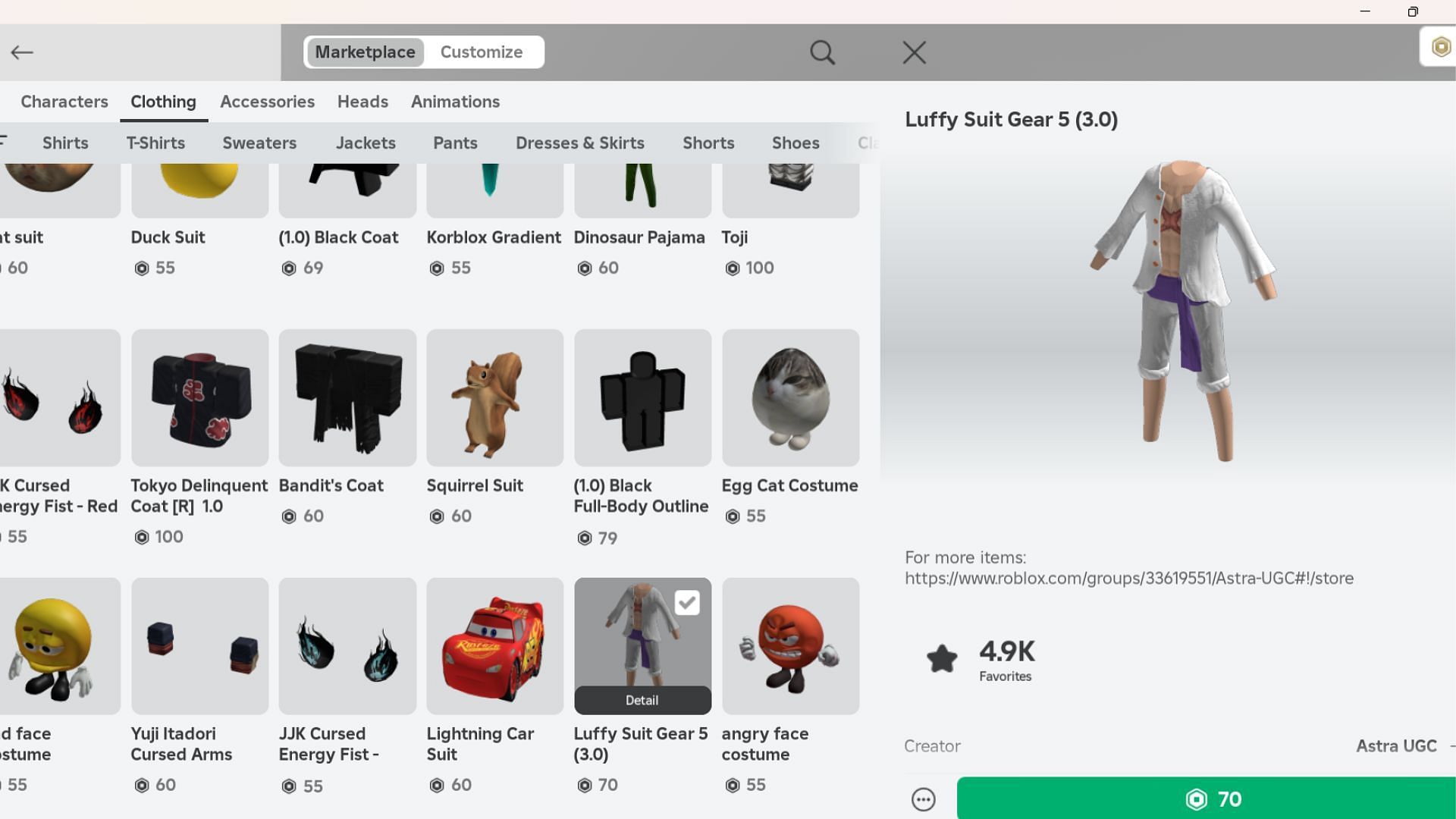 You can sell custom clothing to earn money in Roblox (Image via Roblox)