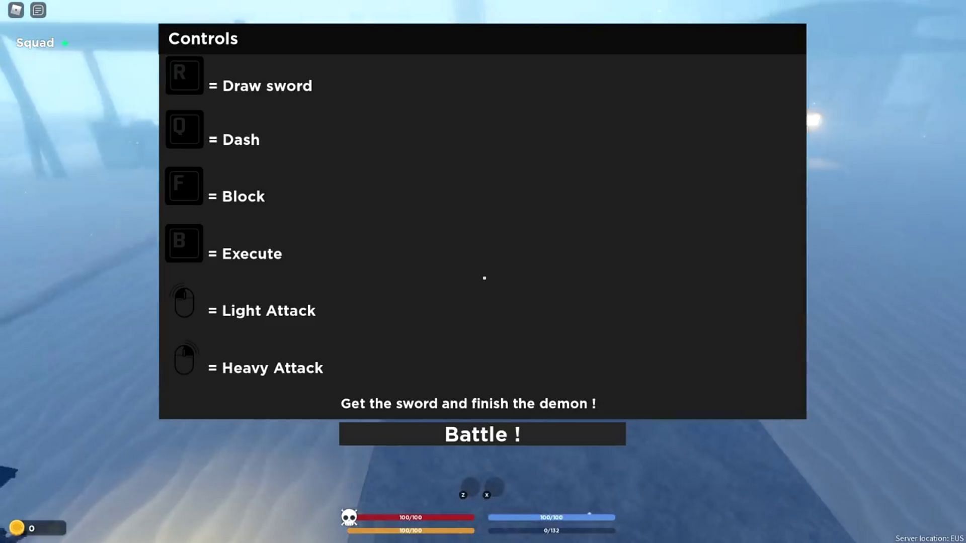 Basic combat controls (Image via Roblox || Infernasu on YouTube)