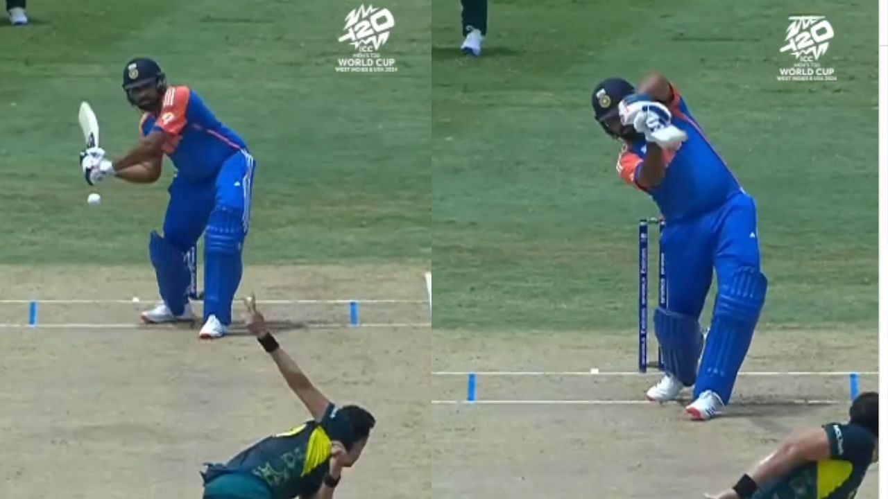 रोहित शर्मा ने मिचेल स्टार्क की उड़ाईं धज्जियां (Snapshots: Instagram/@ICC)