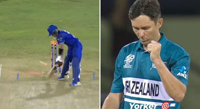 [Watch] Rahmanullah Gurbaz cleaned up by Trent Boult’s yorker soon after Rashid Khan sacrifices his wicket in NZ vs AFG T20 World Cup 2024 match