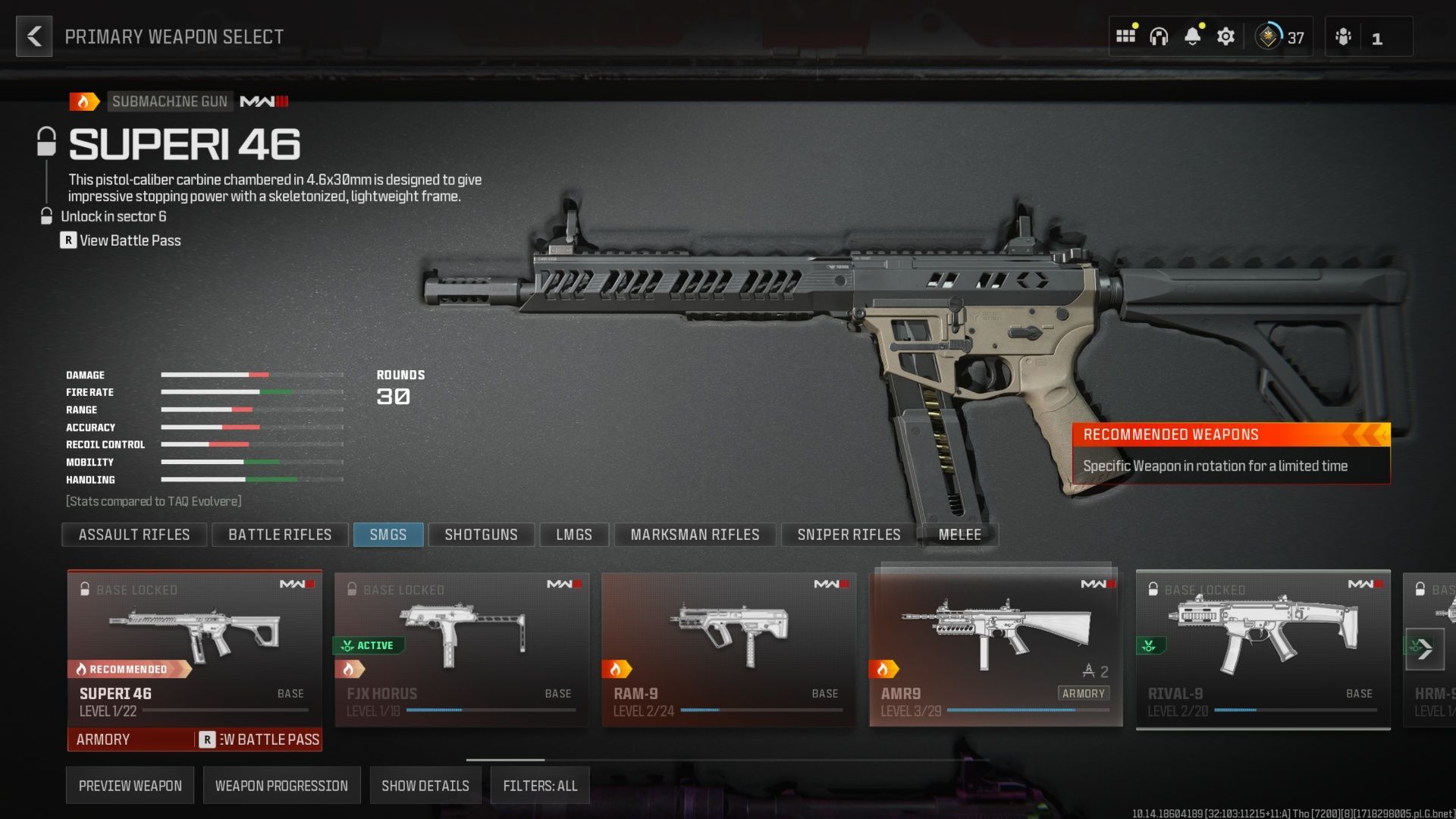 Superi 46 SMG in WZ (Image via Activision)