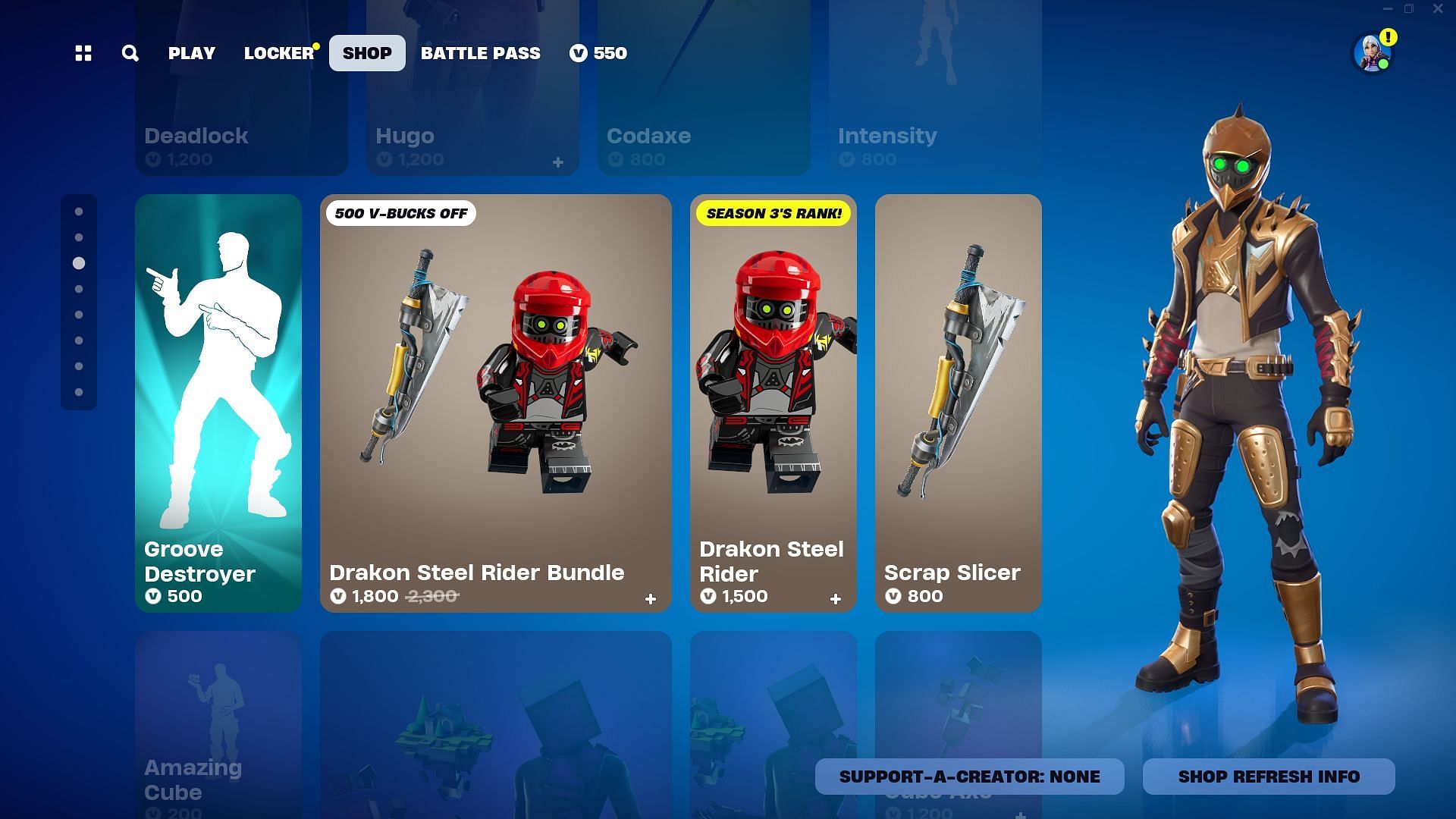 You can now purchase the Drakon Steel Rider skin in Fortnite (Image via Epic Games)