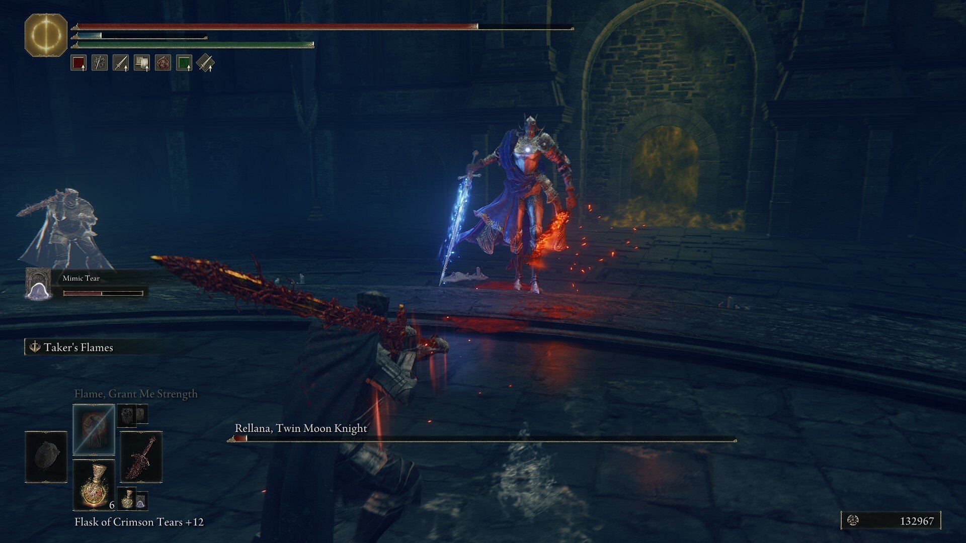 Two handing a weapon is generally very useful, albeit risky (Image via FromSoftware)