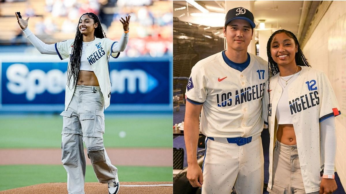 USC star JuJu Watkins makes first pitch at Dodgers game rocking Travis ...