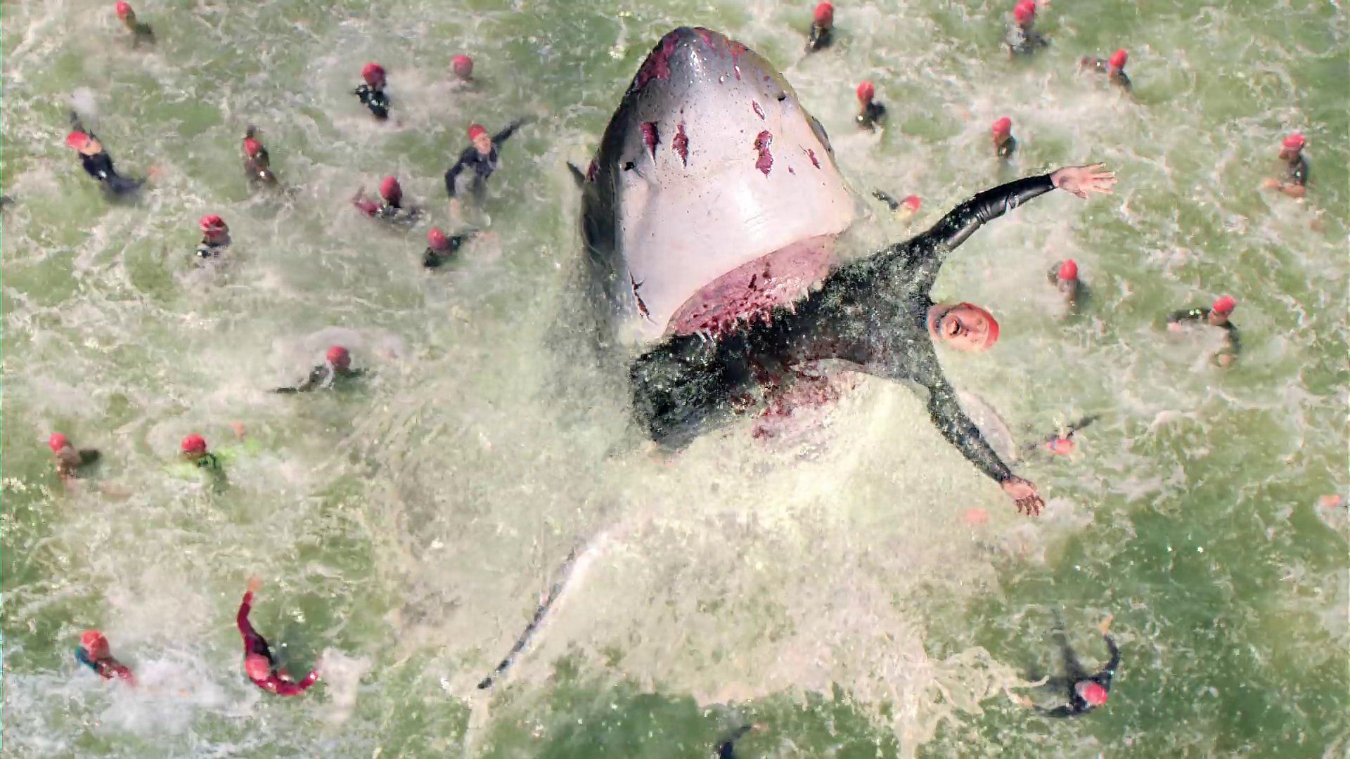 Under Paris showcases a great white shark attacking swimmers in Paris, but that remains fictional. (Image via Netflix)