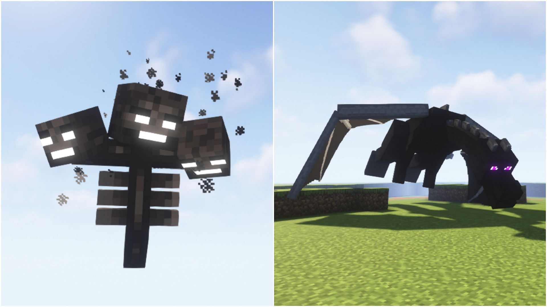 Both Wither and Ender Dragon can deflect projectiles when they are in a certain state in Minecraft. (Image via Mojang Studios)