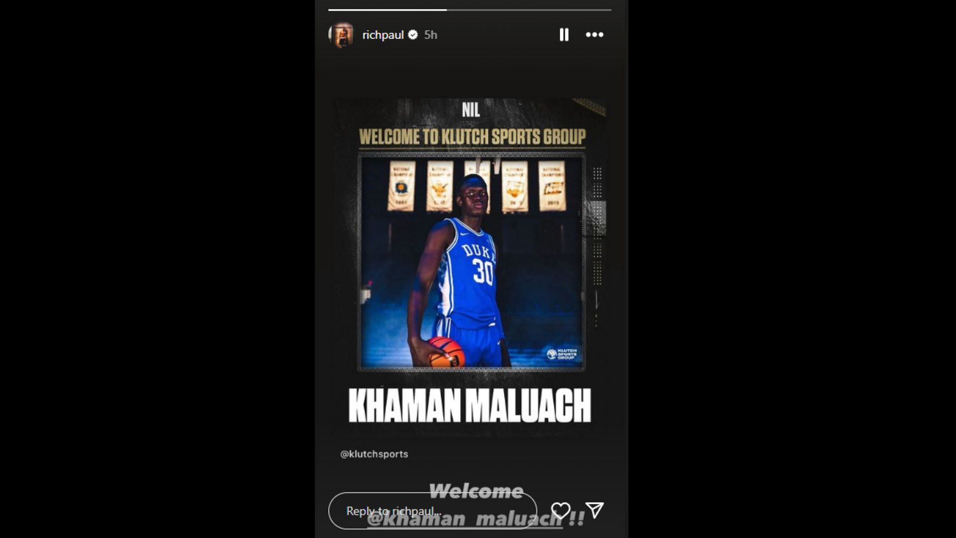 Khaman Maluach joins Klutch Sports Group