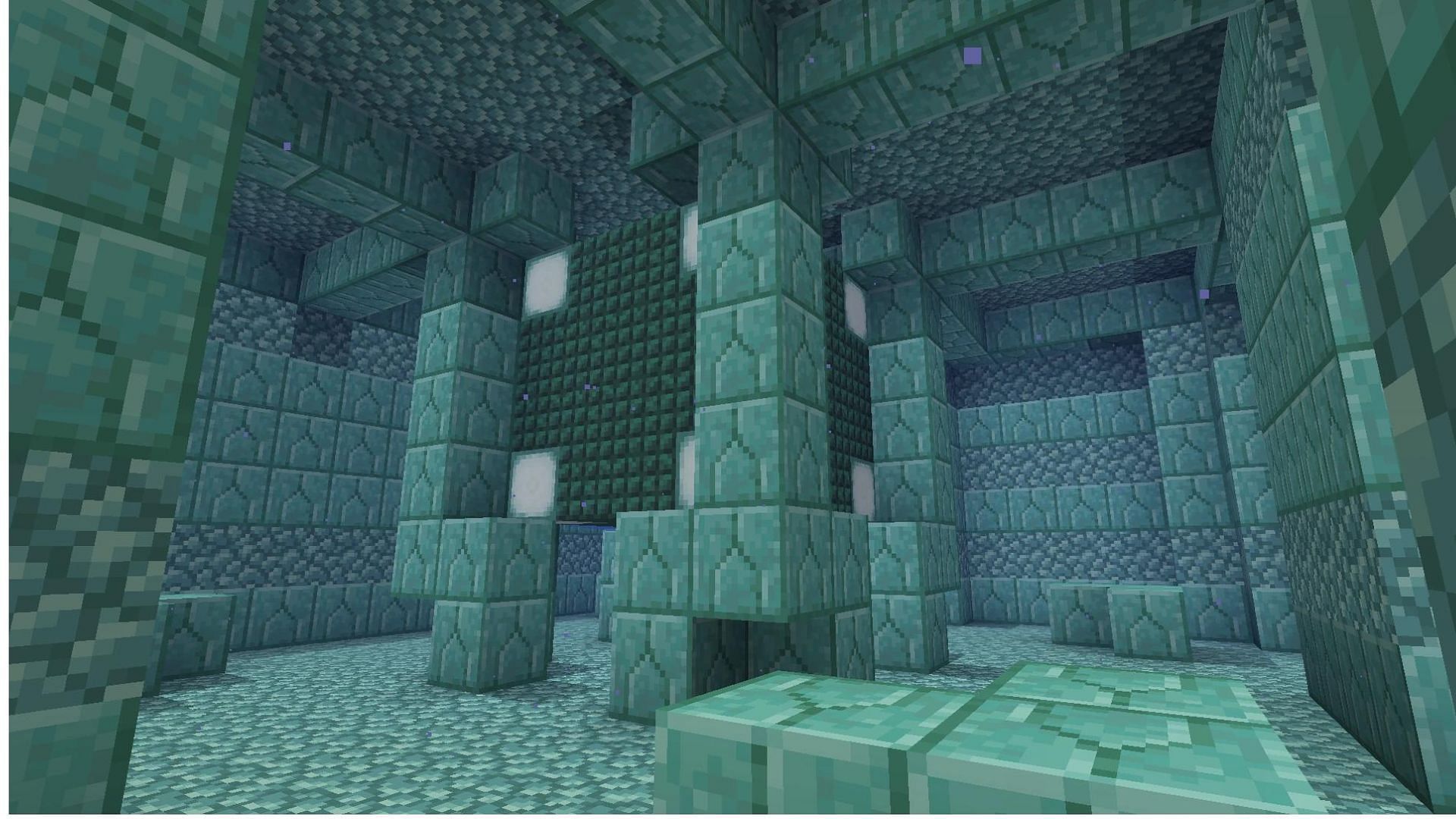 The ocean monument is where you get mining fatigue (Image via Mojang Studios)