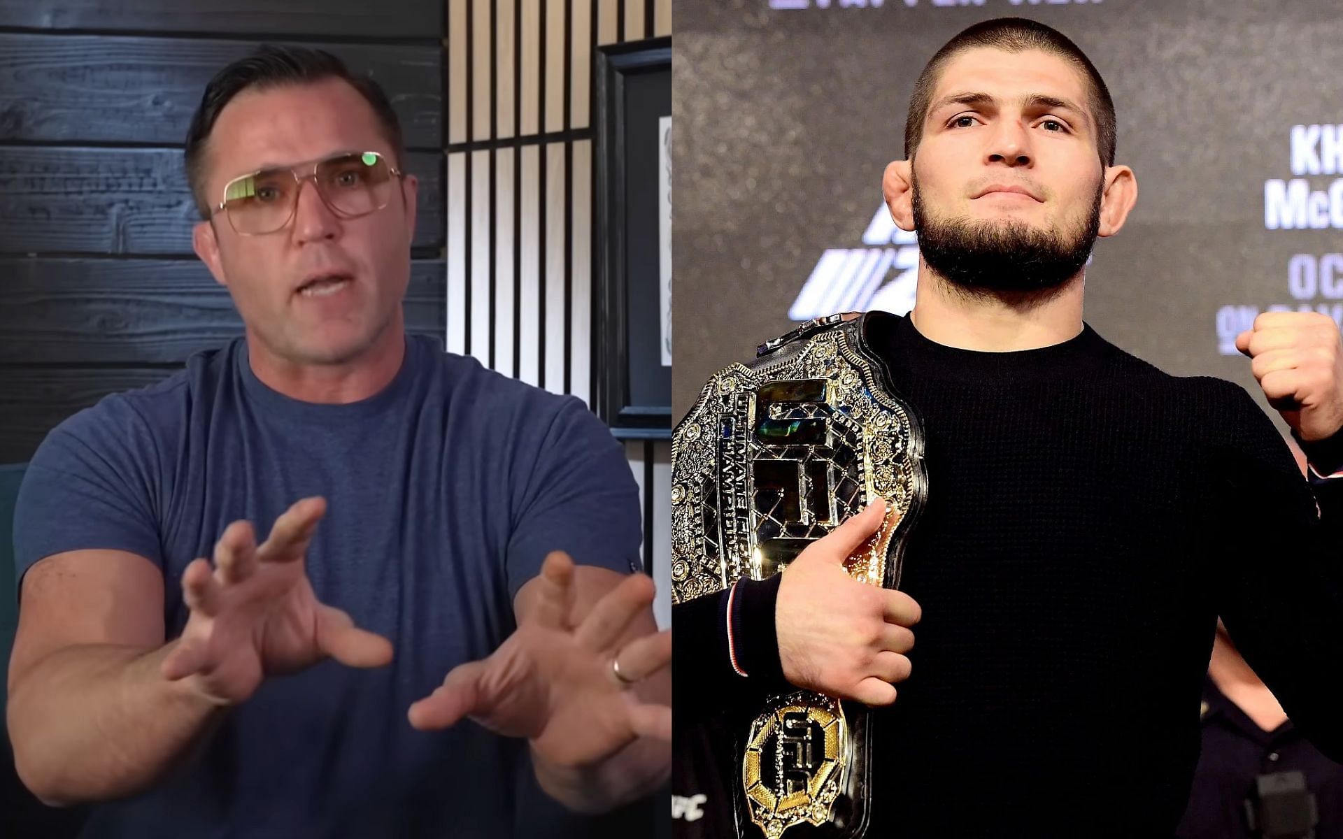 Chael Sonnen (left) shares theory on how the UFC could have kept Khabib Nurmagomedov (right) from retiring [Images courtesy: Getty Images and @chaelsonnen on YouTube]