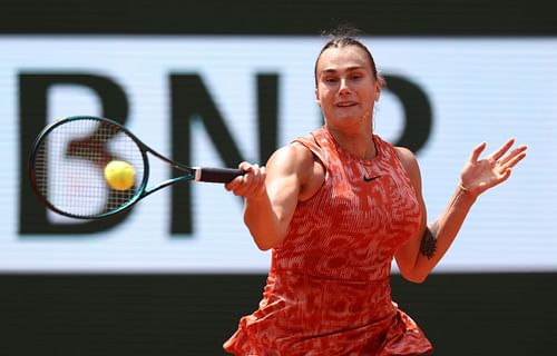 Aryna Sabalenka in action at the 2024 French Open