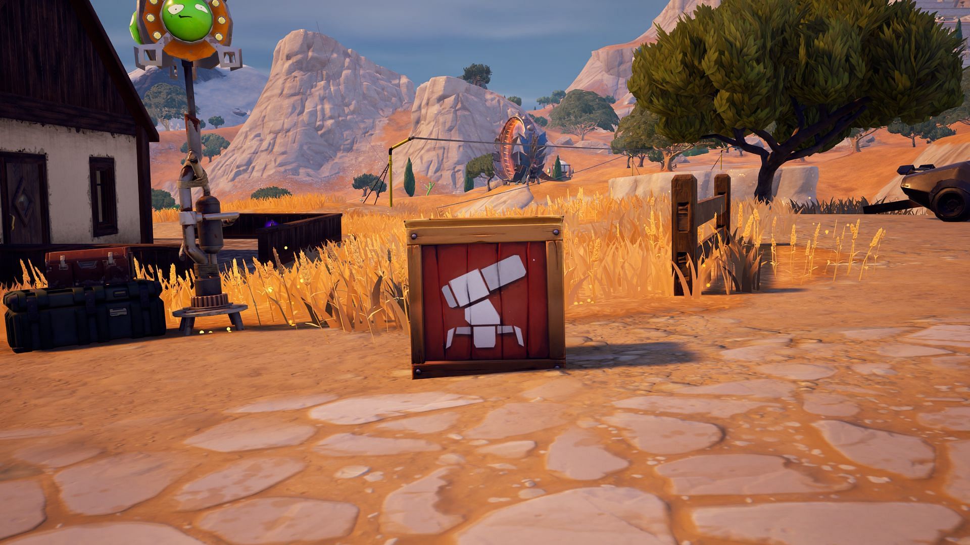 Vehicle Mod Boxes are all over the Island. (Image via Epic Games)