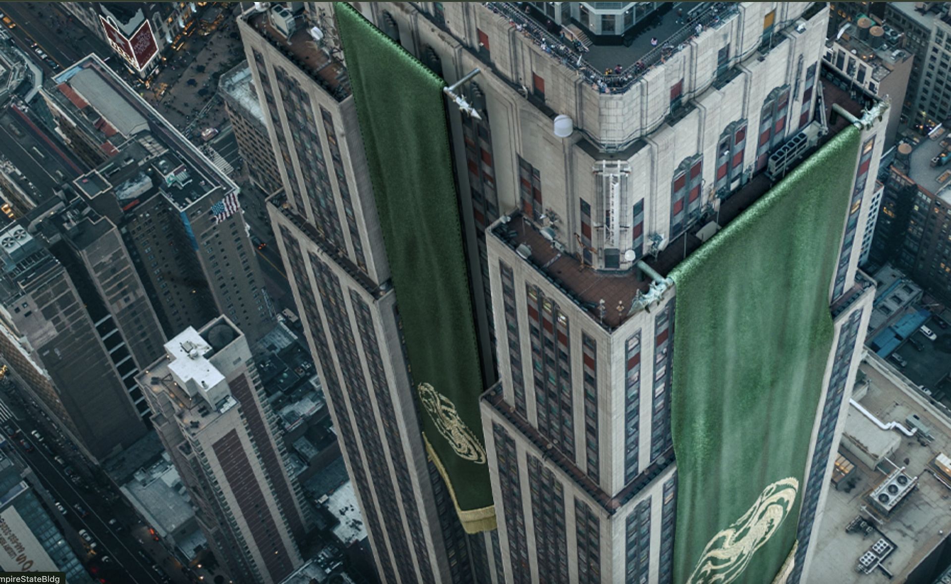 The Empire State Building with House of the Dragon banner (Image via @EmpireStateBldg/X)
