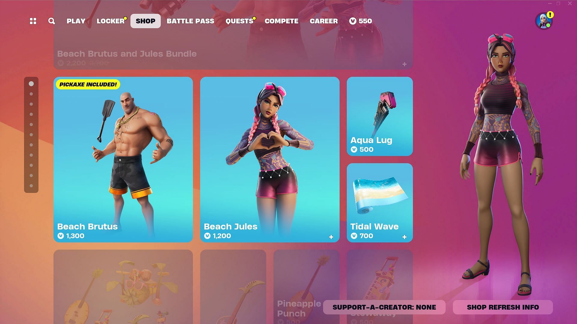 Beach Brutus and Beach Jules skin in Fortnite can be purchased separately (Image via Epic Games)