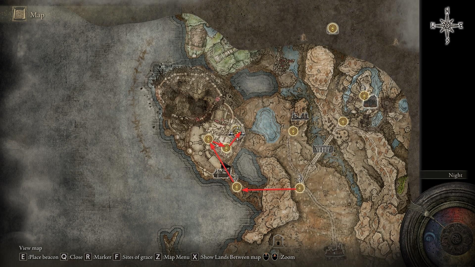 Follow the route to reach the location (Image via FromSoftware)