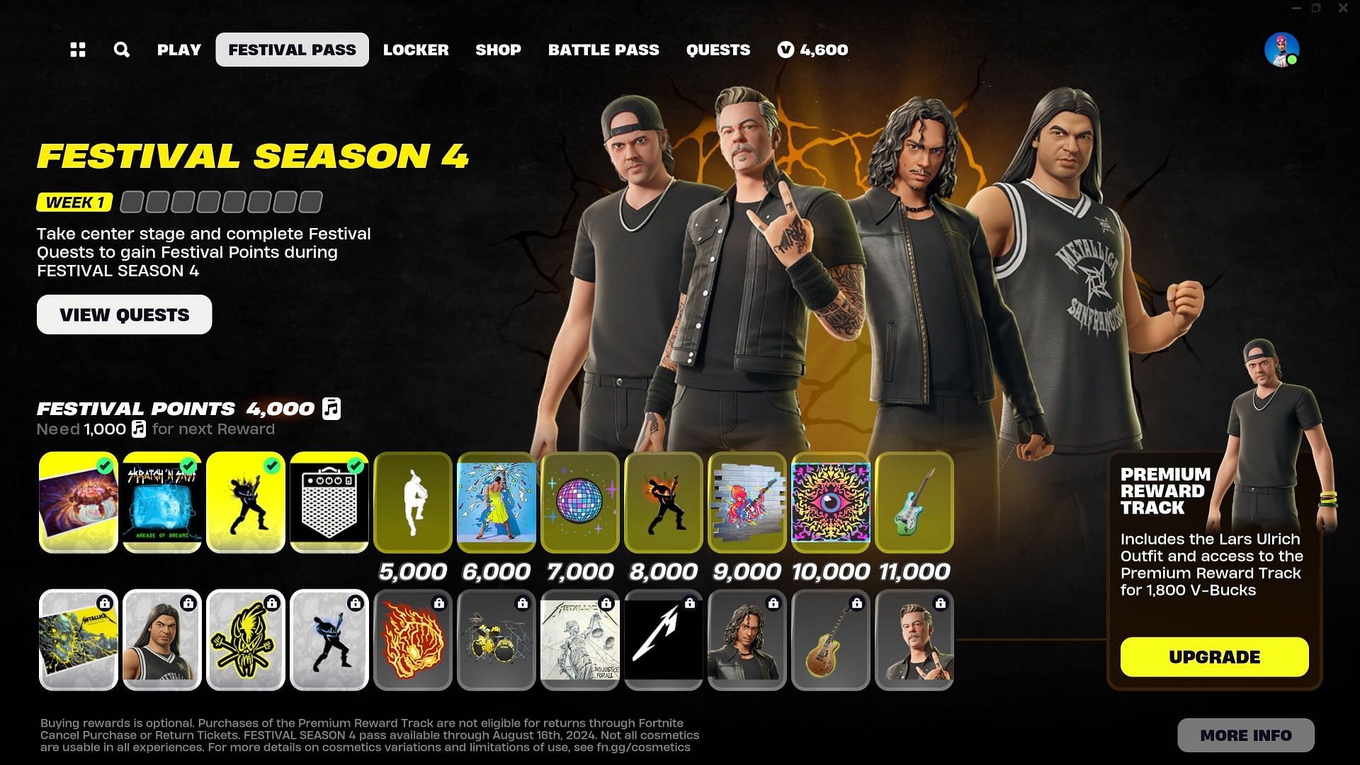 The Fortnite Festival Season 4 Pass is packed with rewards (Image via Epic Games)