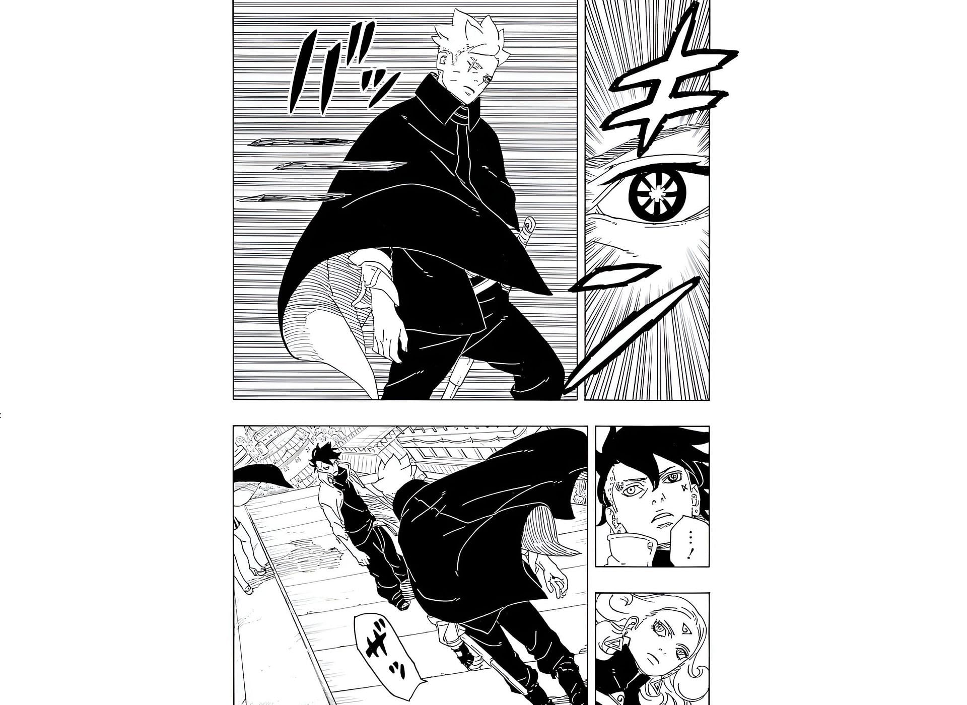 Boruto easily evading Kawaki&#039;s attacks (Image via Shueisha)