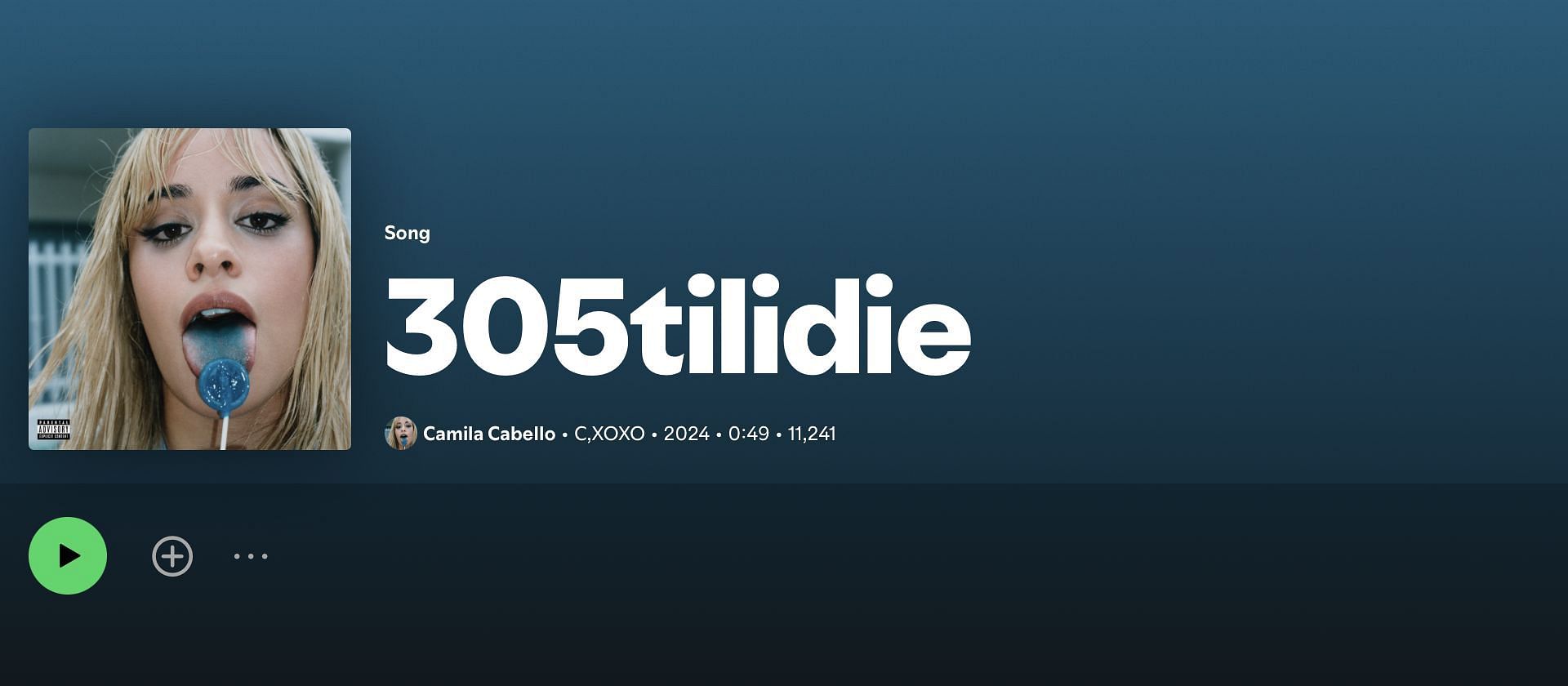 Track 11 on Camila Cabello&#039;s new album &#039;C, XOXO&#039; (Image via Spotify)