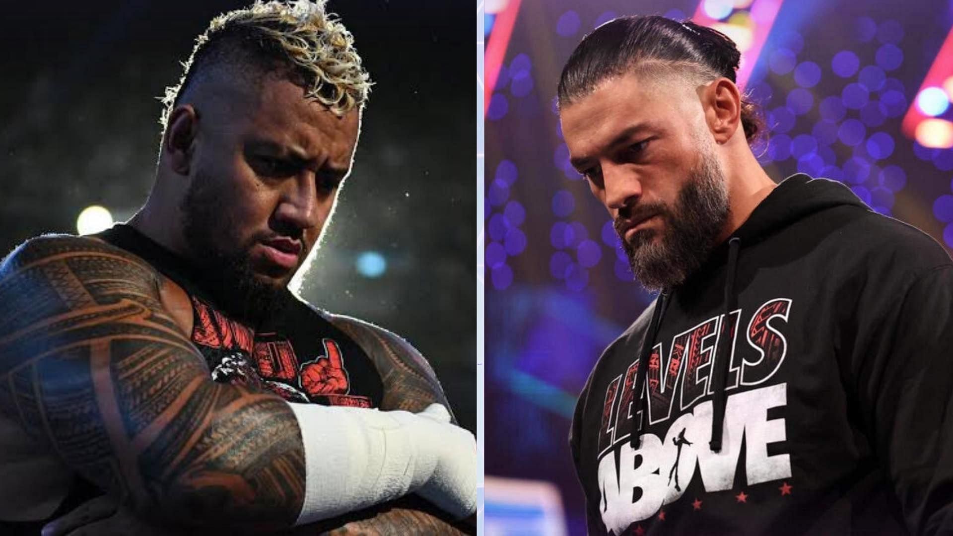 Solo Sikoa (left), Roman Reigns (right)
