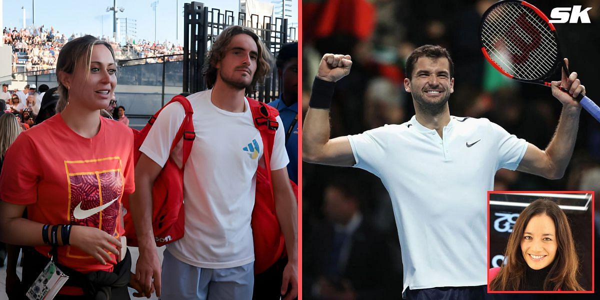 (Left to Right) Paula Badosa, Stefanos Tsitsipas, Grigor Dimitrov, Alize Lim (Inset) (Source: Getty Images)