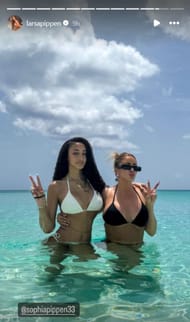 Sophia and Larsa rock contrasting bathing suits on their getaway (Image: Larsa Pippen Instagram)