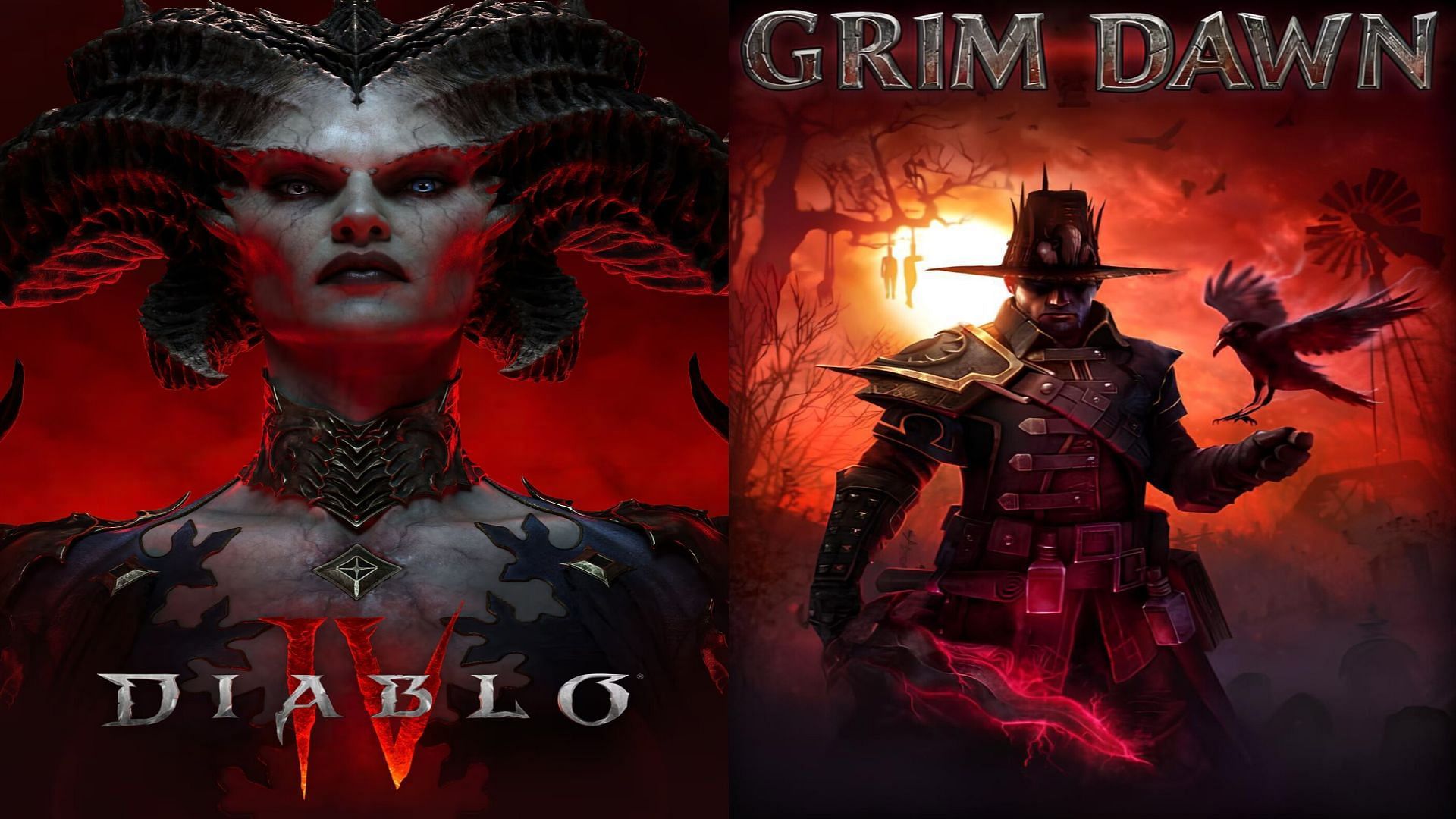 Diablo 4 and Grim Dawn promotional images