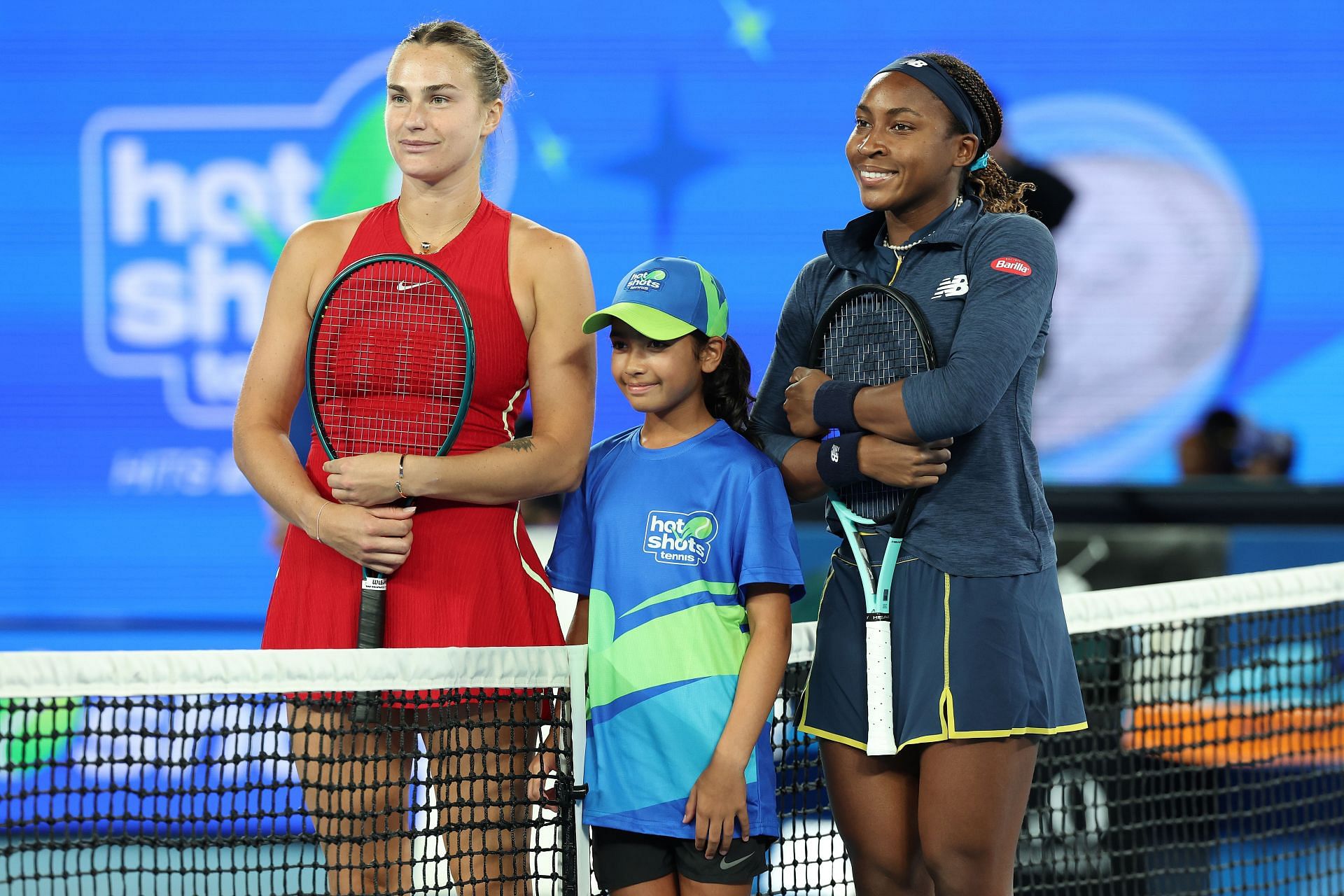 Aryna Sabalenka (L) and Coco Gauff (R) at the 2024 Australian Open