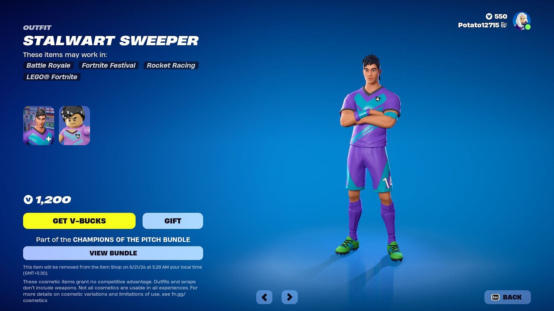 You can now purchase the Champions Of The Pitch Bundle in Fortnite (Image via Epic Games)