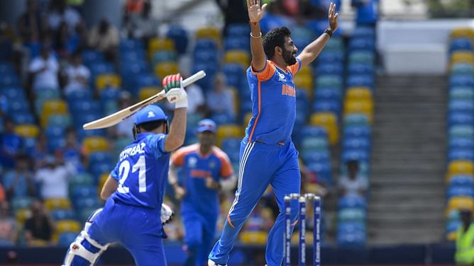 [Watch] Jasprit Bumrah strikes twice in devastating opening spell during IND vs AFG T20 World Cup Super 8 clash