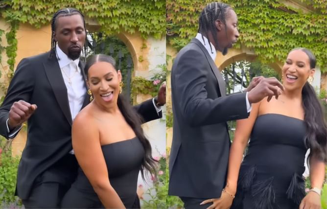 Kyle Kuzma's girlfriend Winnie Harlow records Kentavious Caldwell-Pope and wife McKenzie get zesty during shoot