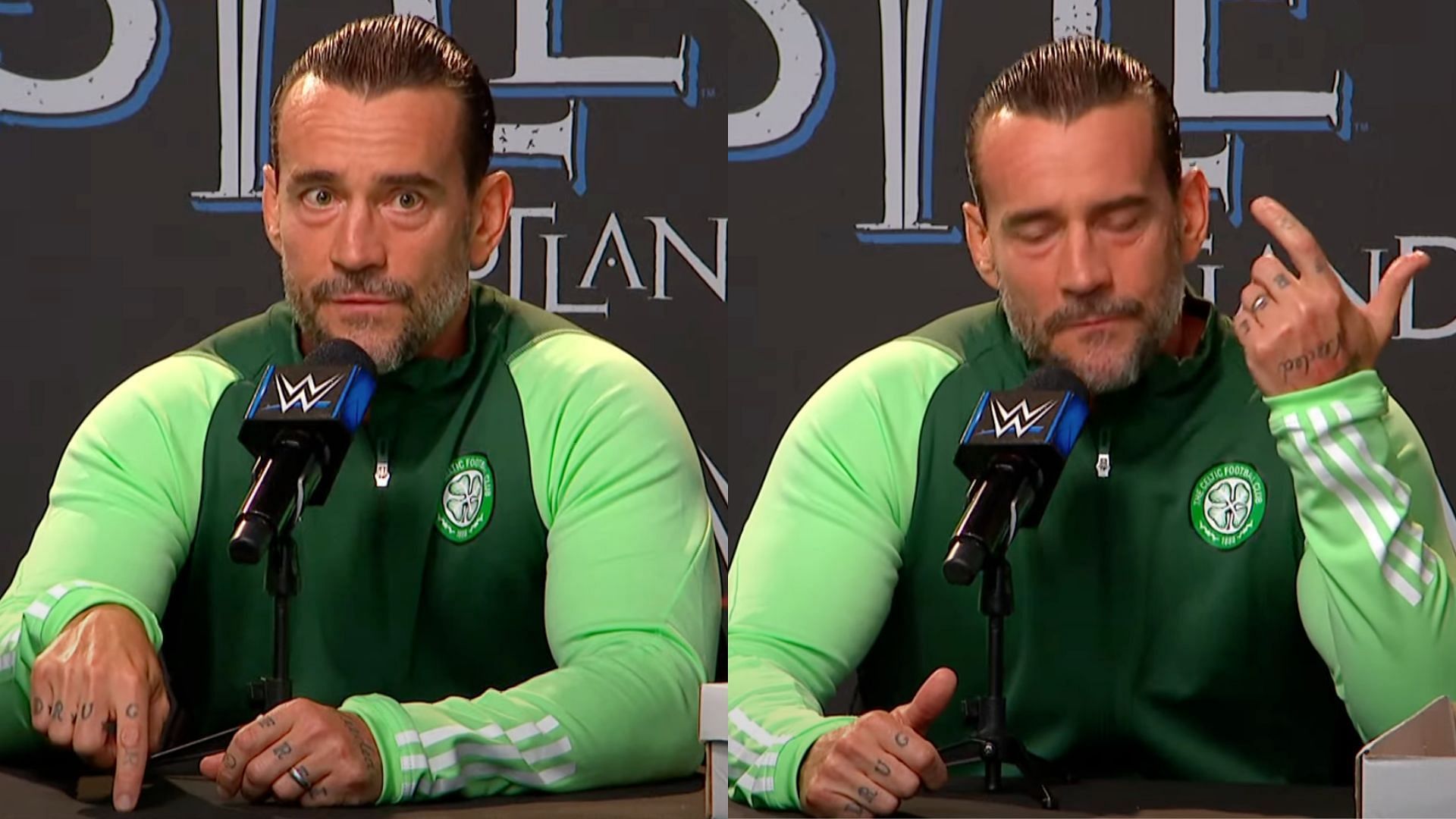 Punk spoke at the press conference following Clash at the Castle [Photos: WWE on YouTube]