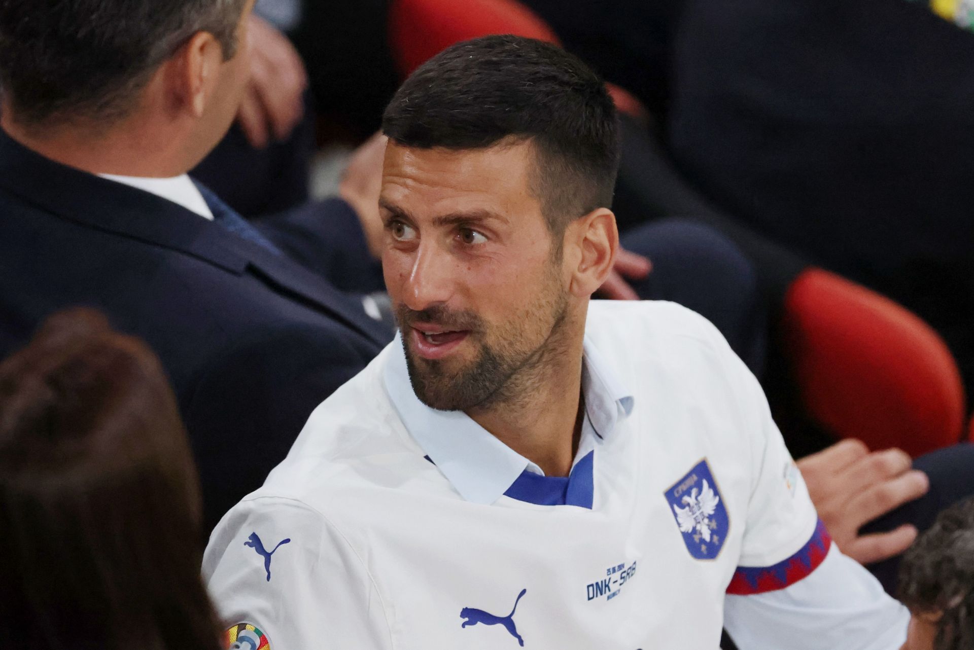 Novak Djokovic attends Serbia's match at Euro 2024