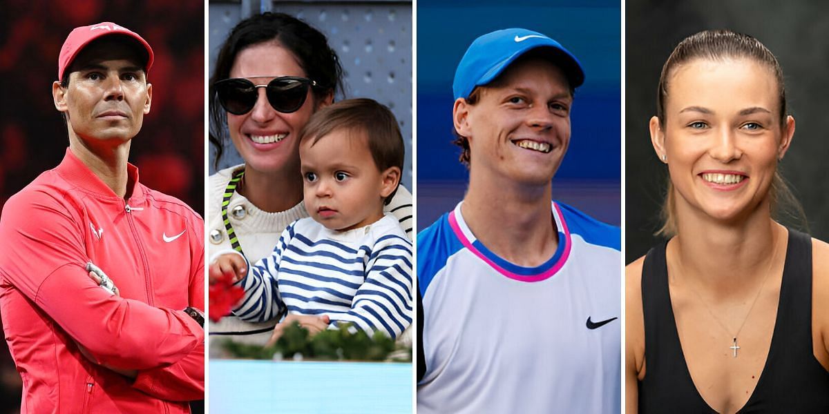 (Left to Right) Rafael Nadal and family, Jannik Sinner, Anna Kalinskaya (Source: Getty Images)