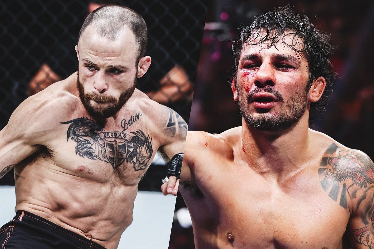 Jarred Brooks (left) is calling to fight UFC flyweight champ Alexandre Pantoja (right) [Photos via: ONE Championship]