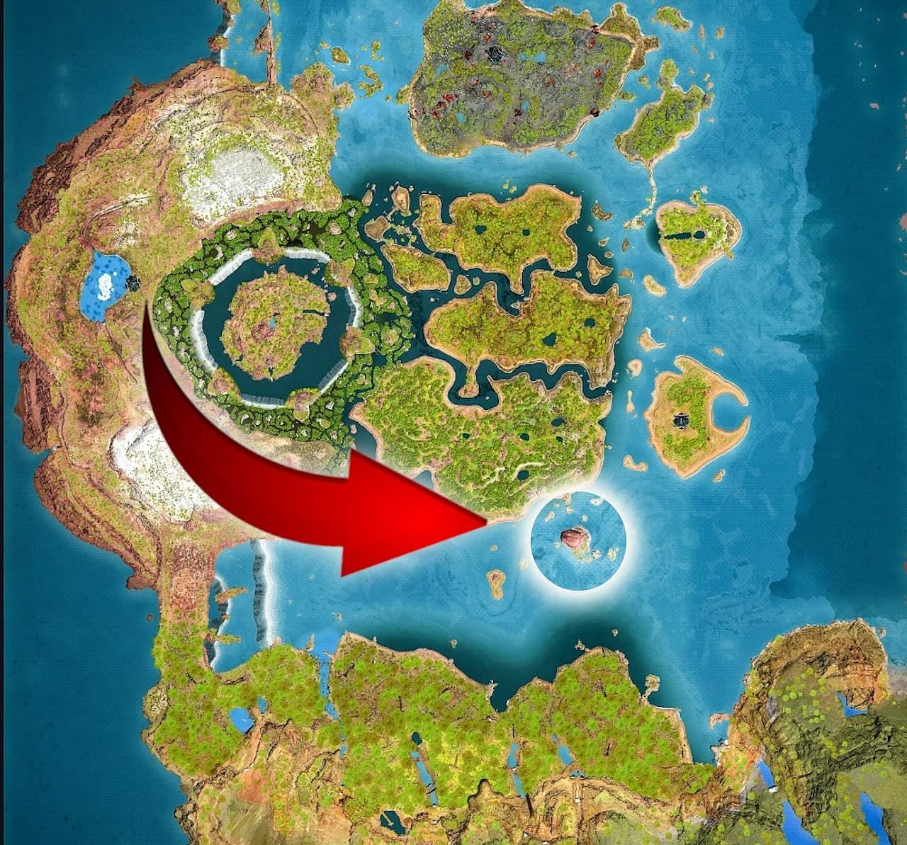 Obsidian can be found on The Skull Island in The Center (Image via Studio Wildcard)