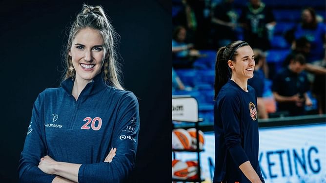 Missy Franklin shares a moment with WNBA Star Caitlin Clark at the US Olympics Swimming Trials