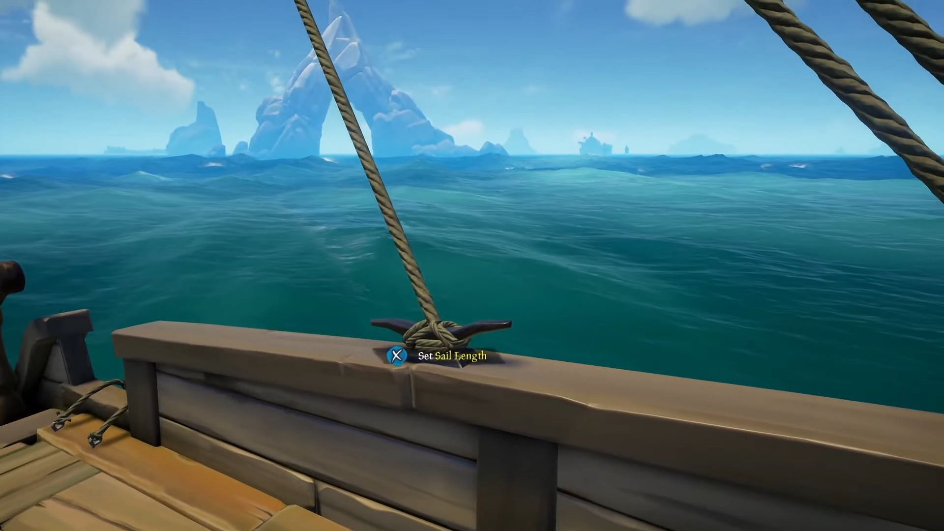 Adjusting the sail length (Image via Rare || Captain Squiddy/YouTube)