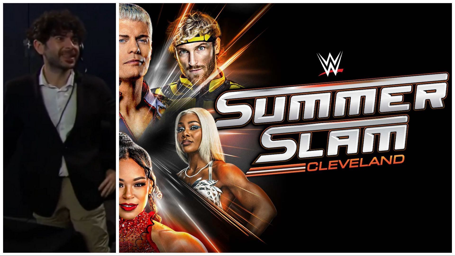 Tony Khan (left) &amp; WWE SummerSlam 2024 poster (right) [Image credits: AEW