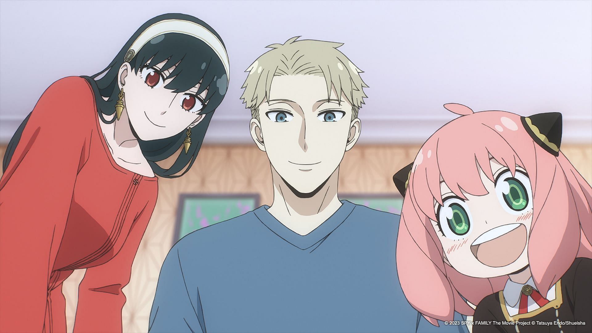 Loid (center), Yor (left), and Anya (right) as seen in the action anime series (Image via CloverWorks, Wit Studios)