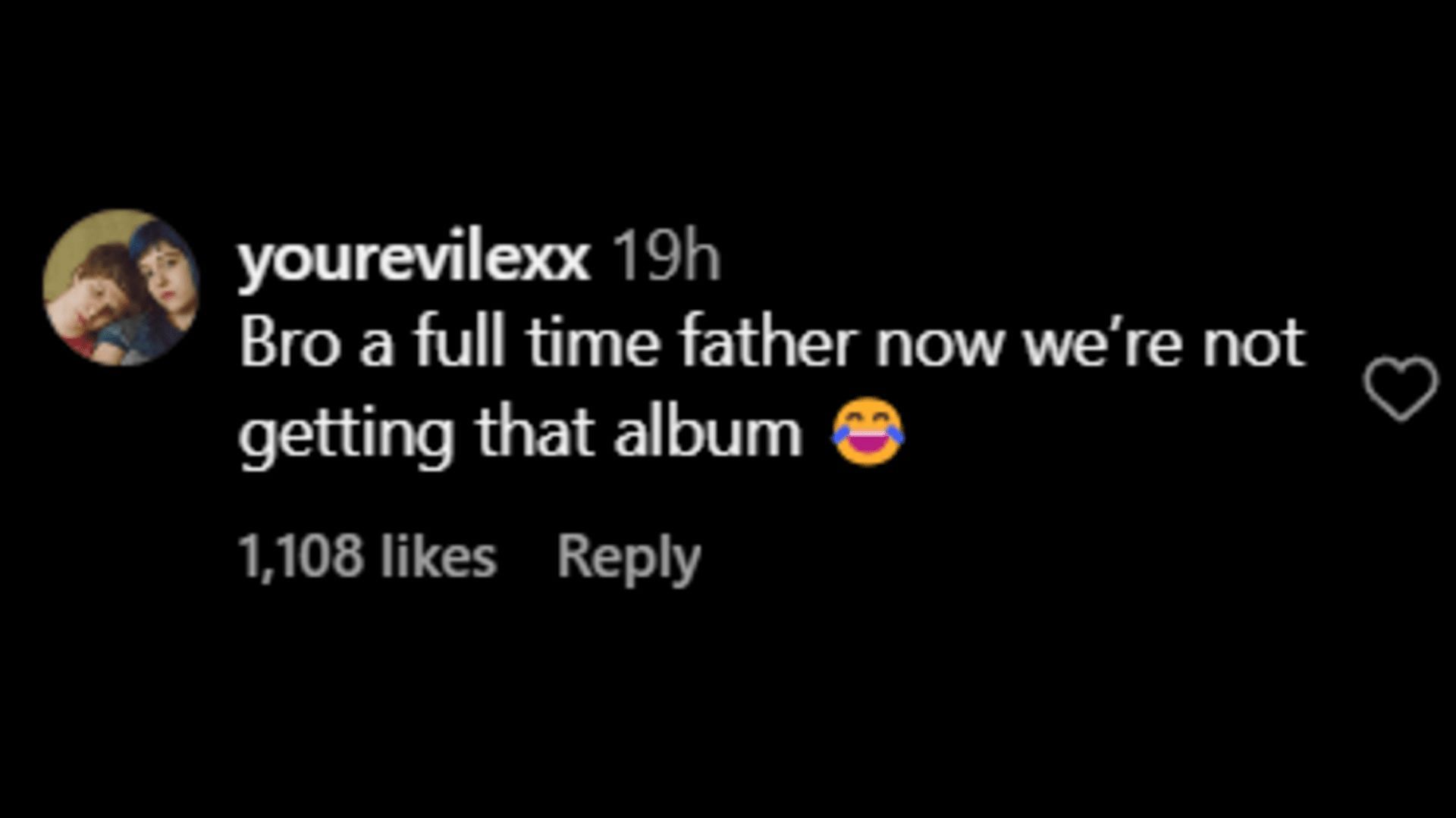 A fan joking about A$AP Rocky&#039;s album delay. (Image via Instagram/ yourevilexx)