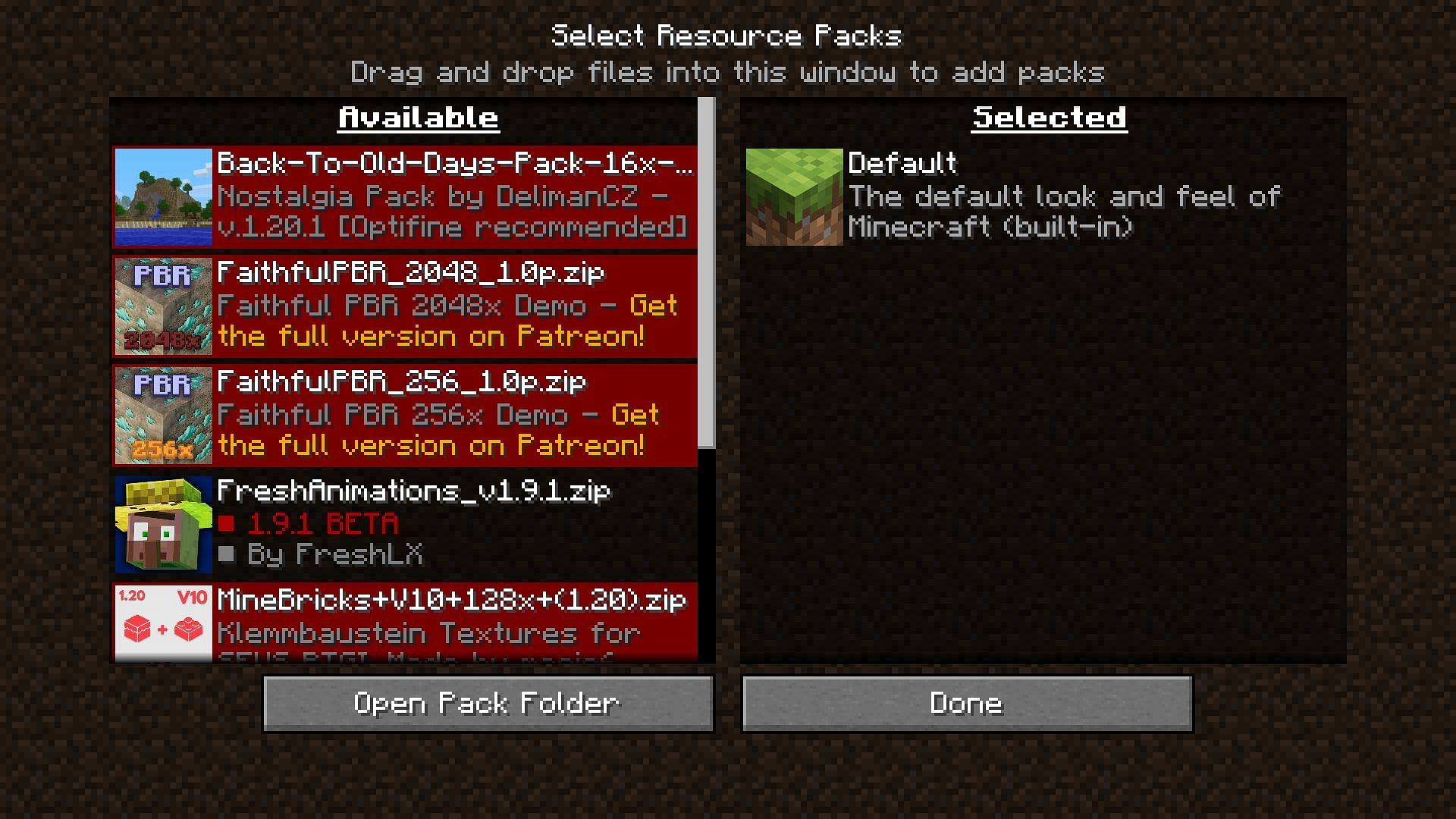 Open the resource pack folder to shift the new texture pack into it (Image via Mojang Studios)