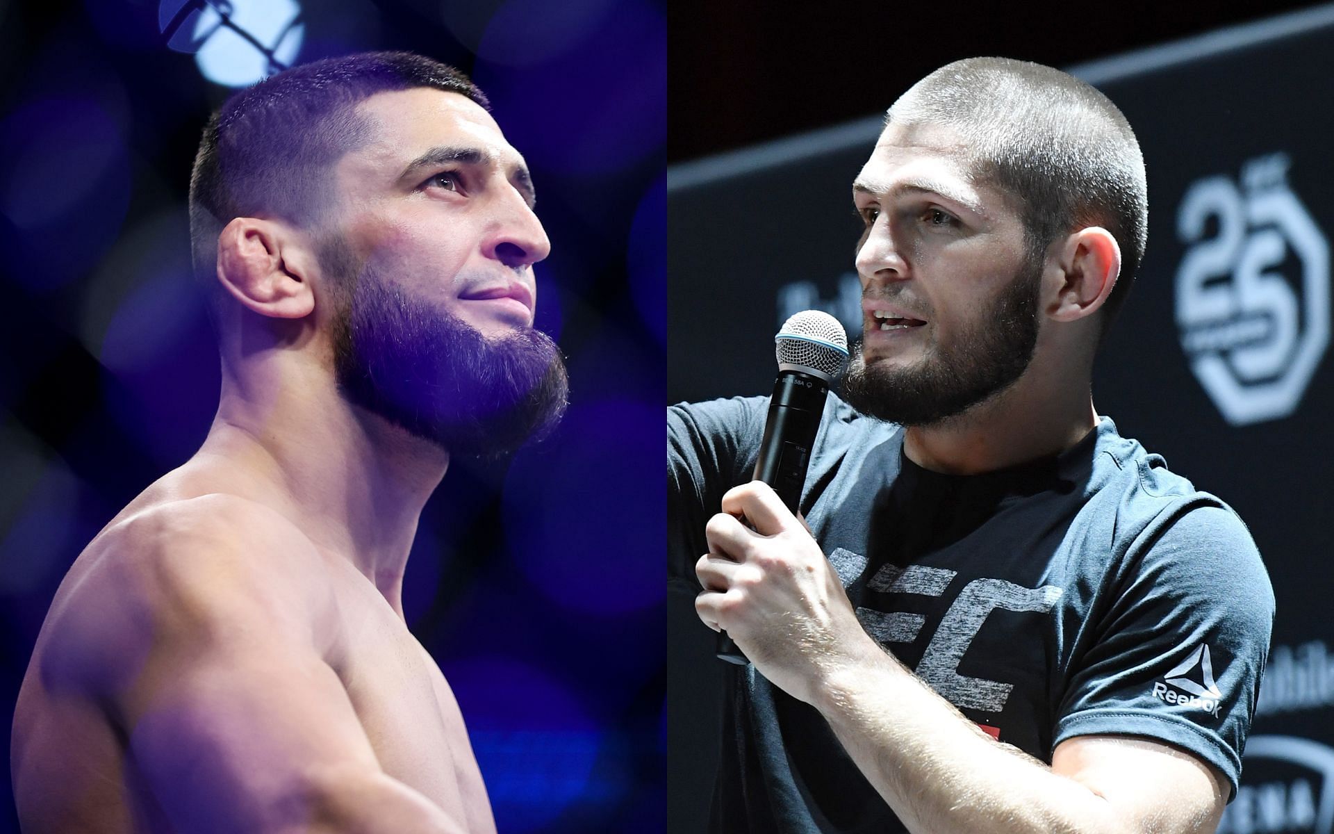 Many consider Khamzat Chimaev (left) and Khabib Nurmagomedov (right) to be among the best grapplers in MMA history [Images courtesy: Getty Images]