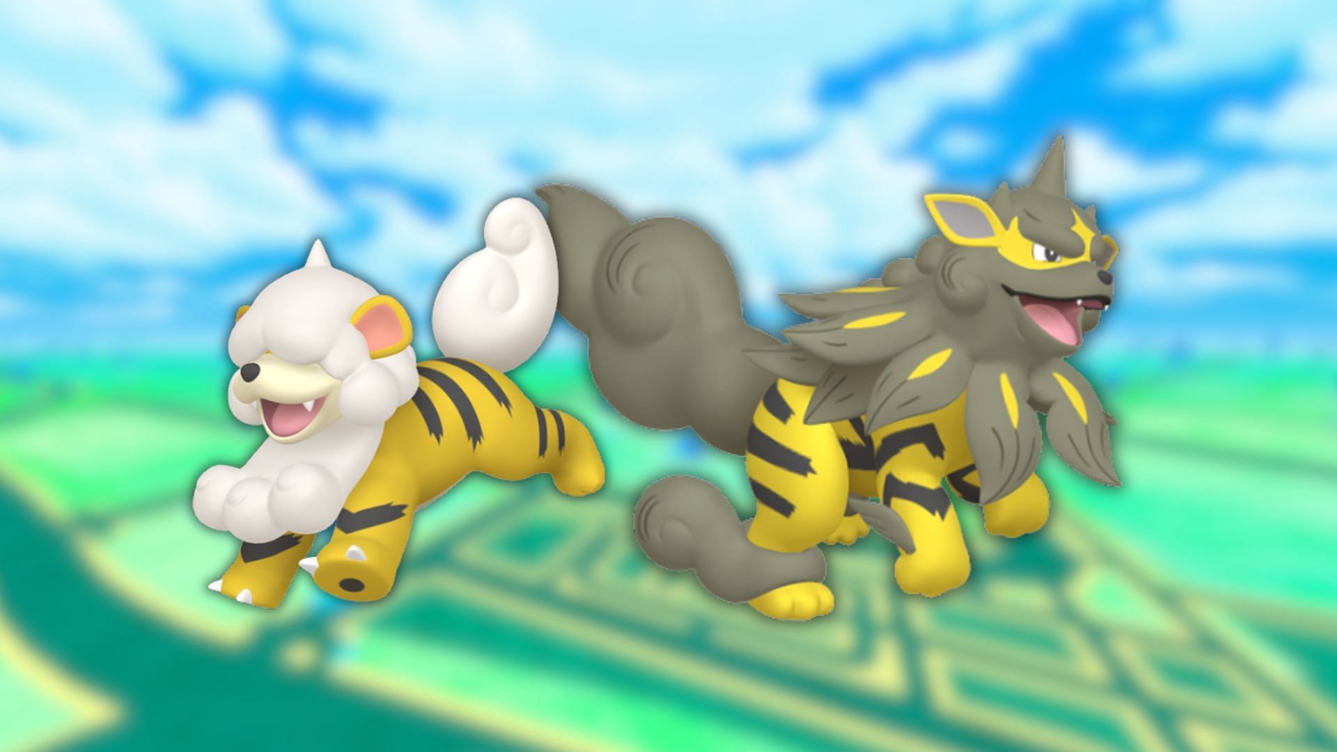 Shiny Hisuian Growlithe and Arcanine (Image via The Pokemon Company)