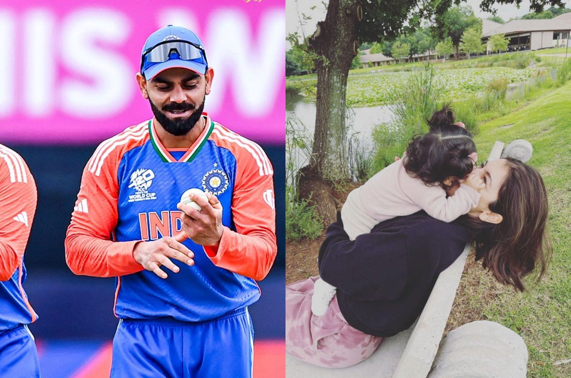 Virat Kohli (l) and Anushka Sharma with daugther. 