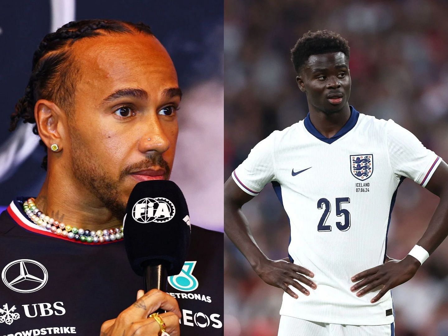 Lewis Hamilton and Bukayo Saka (Image source Getty)