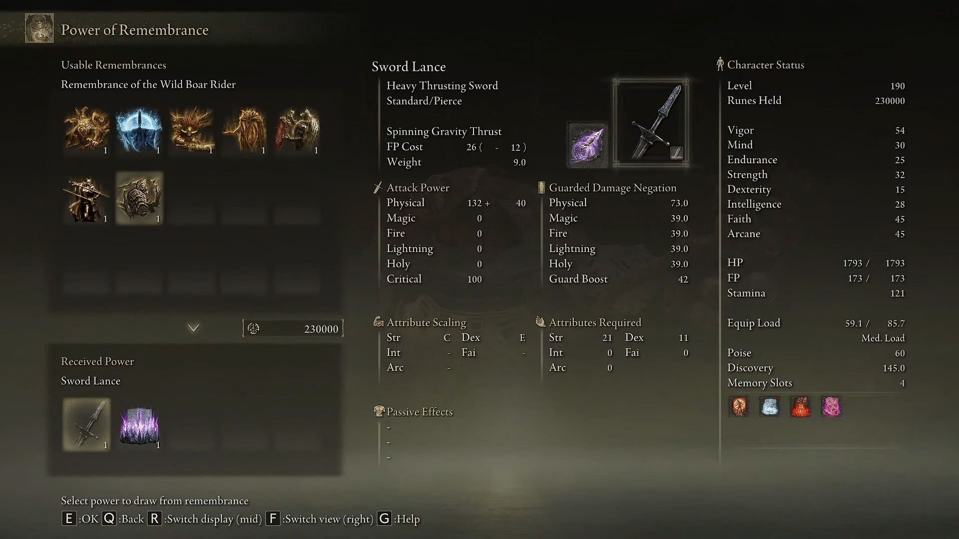 Lance Sword Stats in Elden Ring Shadow of the Erdtree (Image via Atlus/YouTube-Accelerated ideas)