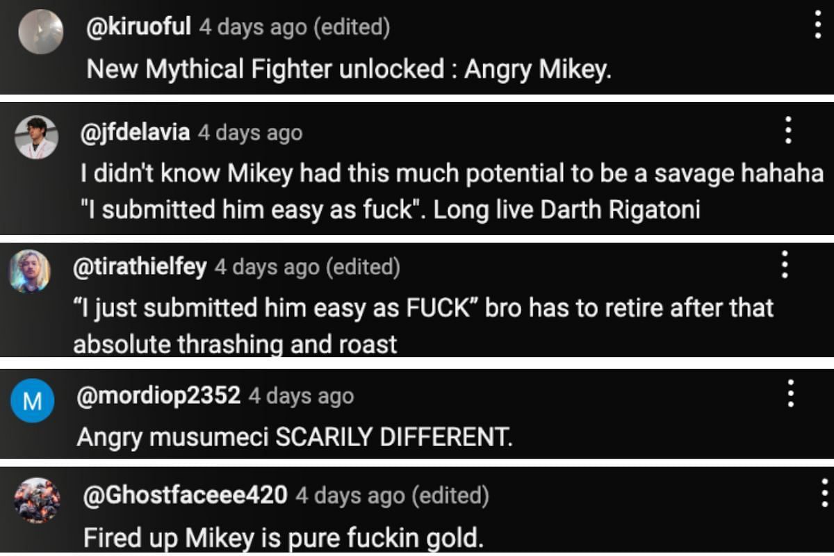 Screenshot of fans&#039; comments