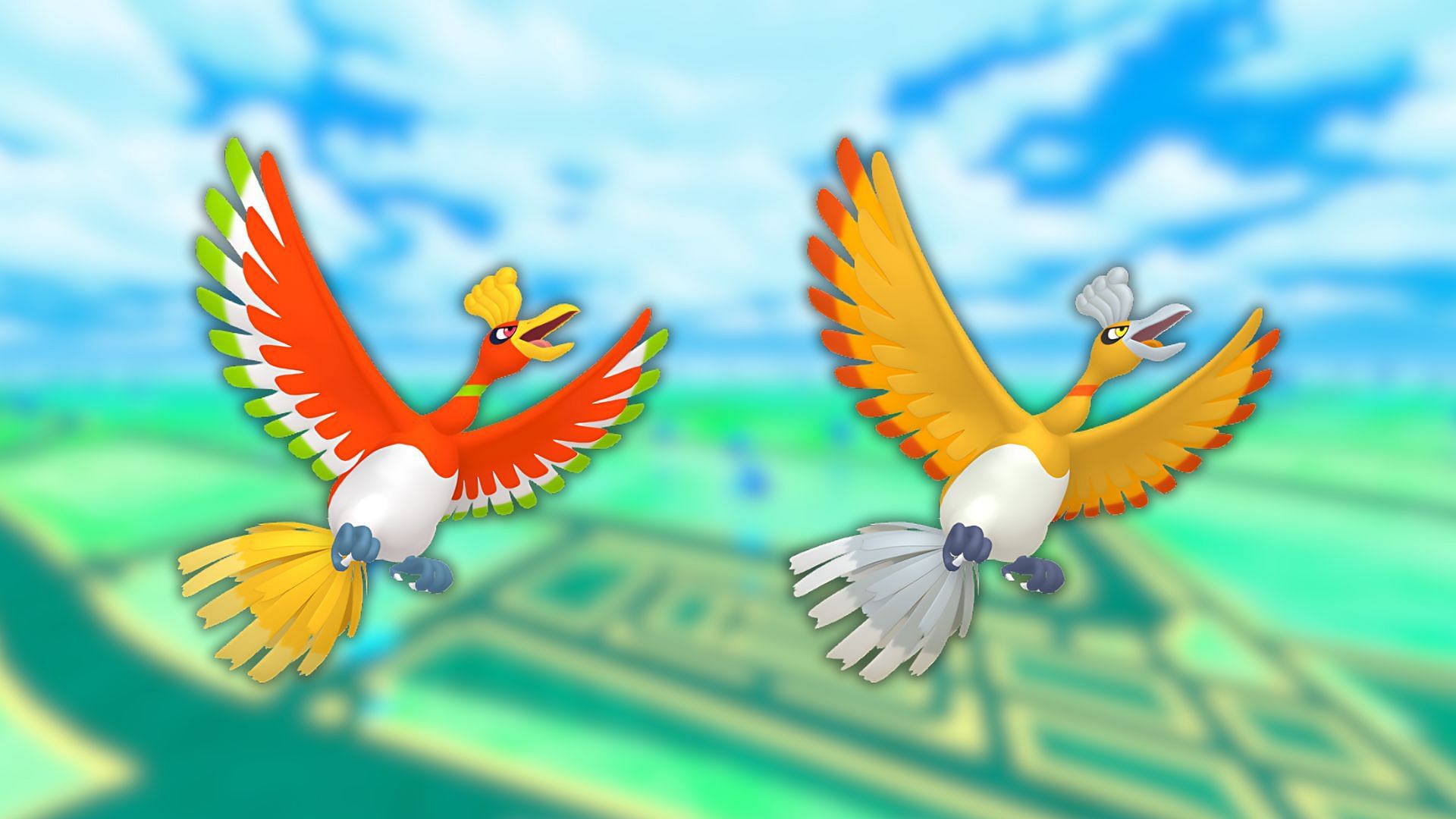 Ho-Oh (left) and its shiny variant (Image via The Pokemon Company)