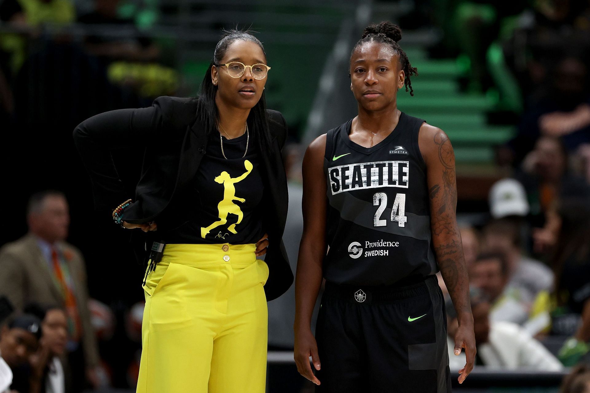 Seattle Storm coach Noelle Quinn and guard Jewell Loyd