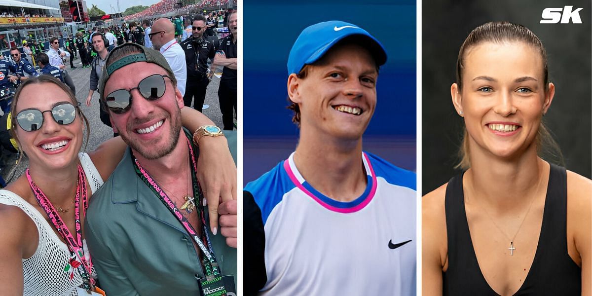 (Left to Right) Aryna Sabalenka, Georgios Frangulis, Jannik Sinner, Anna Kalinskaya (Source: Instagram; Getty Images)