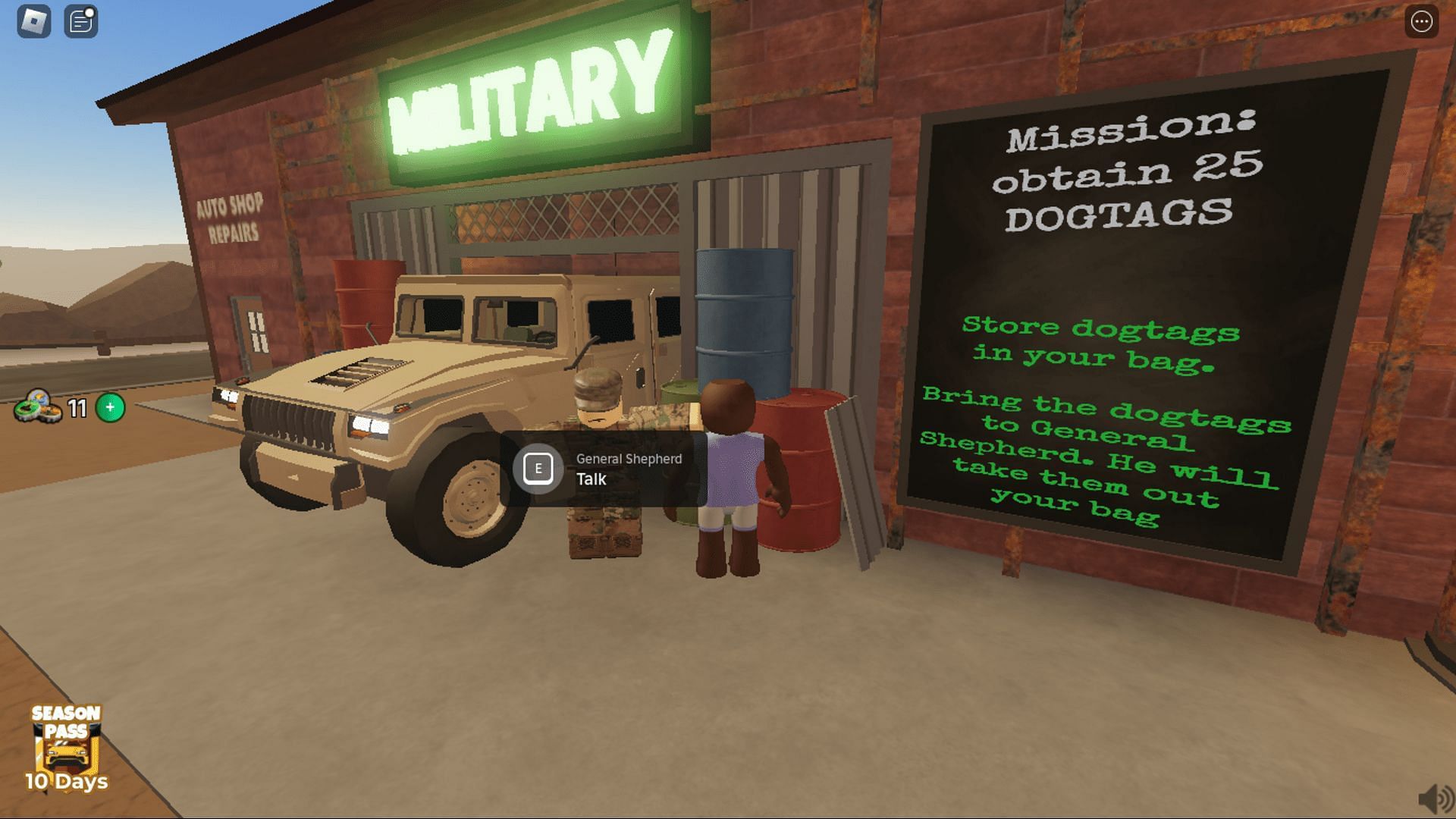 Gameplay screenshot of the Humvee in A Dusty Trip (Image via Roblox)